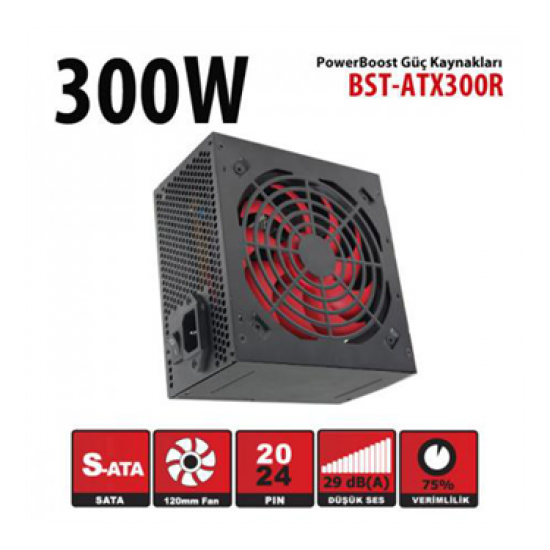 BOOST BST-ATX300R 300W, Sata, 12cm Fan, BOX PSU 